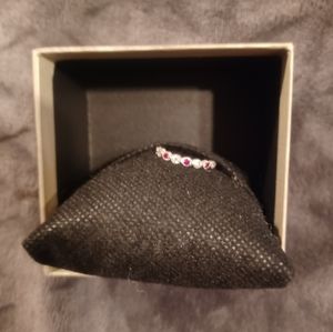 Sterling Silver 925 Ruby& Cubic Zirconia eternity band ring. Size 7.